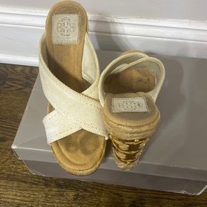 Tory Burch white wedges